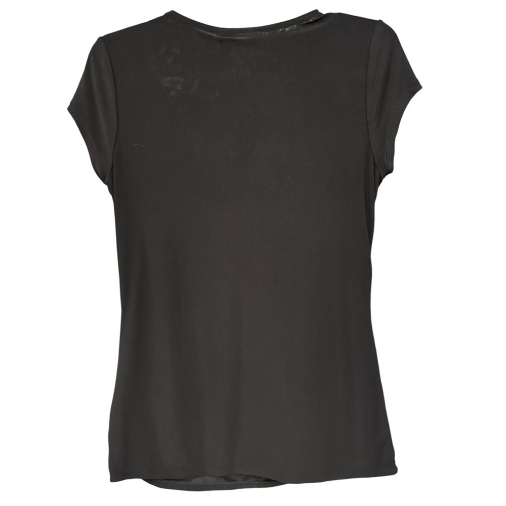 White House Black Market Black Ring Accent V-Neck Cap Sleeve Top Small - Picture 2 of 6